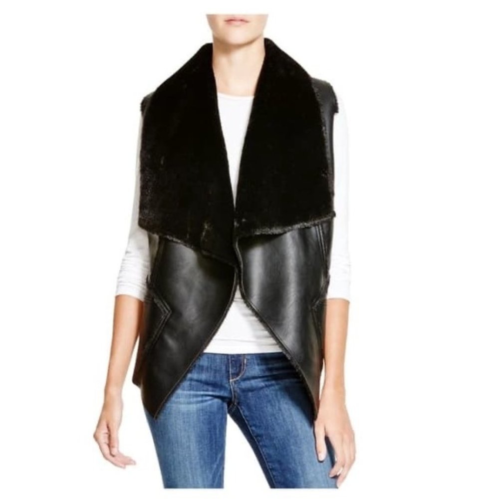 Blank NYC Vegan Leather Faux Fur Lined Vest Small